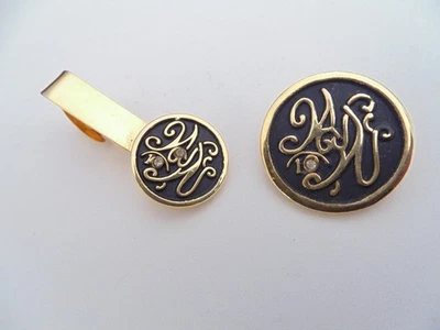 Vtg Weight Watchers Rhinestone 10 Pound Badge Pin & 20 Lb Tie Bar Scarf Clip Set - Image 1 of 2