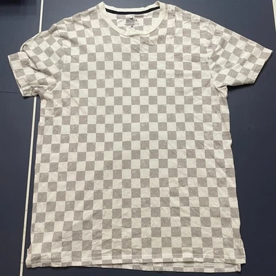 Camisa Hollister Hombre XL Longline Camiseta, Blanco/Gris Patrón a Cuadros Manga Corta Foto 1 de 3