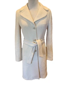 Vintage Elfenbein Wollmischung Gürtel Mantel Benetton Damen EU 42 oder US 6/8 *Hinweis - Bild 1 von 17