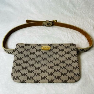 Michael Kors hellbraun Monogramm Gürtel Clutch Bauchtasche Taillengürtel Größe Medium - Bild 1 von 7