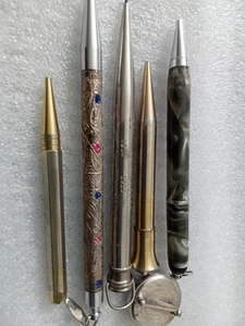5 Assorted Vintage Mechanical Pen/ Pencil Goldtone/ Sivertone Lot FOR DISPLAY - Picture 1 of 15