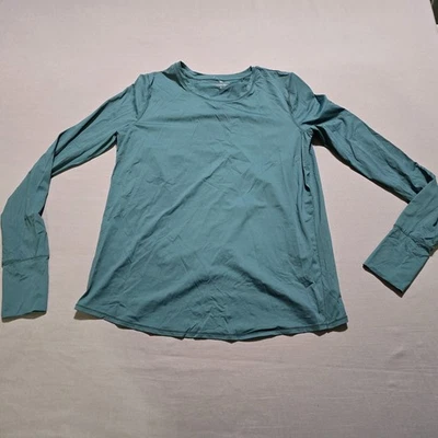 ATHLETA Women's green Athletic Split Back Long Sleeve Top Shirt Sz Small - Image 1 of 4