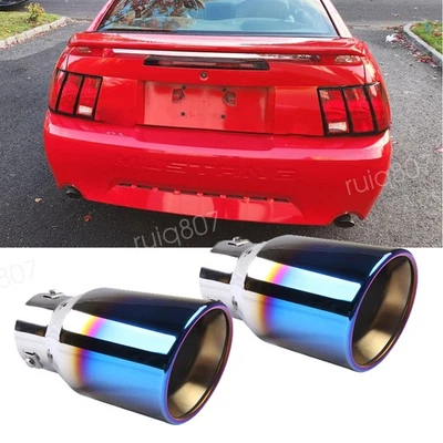 Car Pipe Tip Rear Tail Throat Muffler Stainless Steel Blue For Mitsubishi Lancer - Image 1 of 4