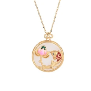 Natürlicher Jade Lotus Anhänger Halskette 18K vergoldet Echtschmuck - Bild 1 von 5