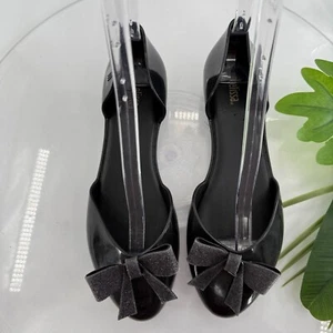 Mellisa Ballerinas Damengröße 8 schwarz Gummi Schleife Slipper D'orsay Schuhe - Bild 1 von 15