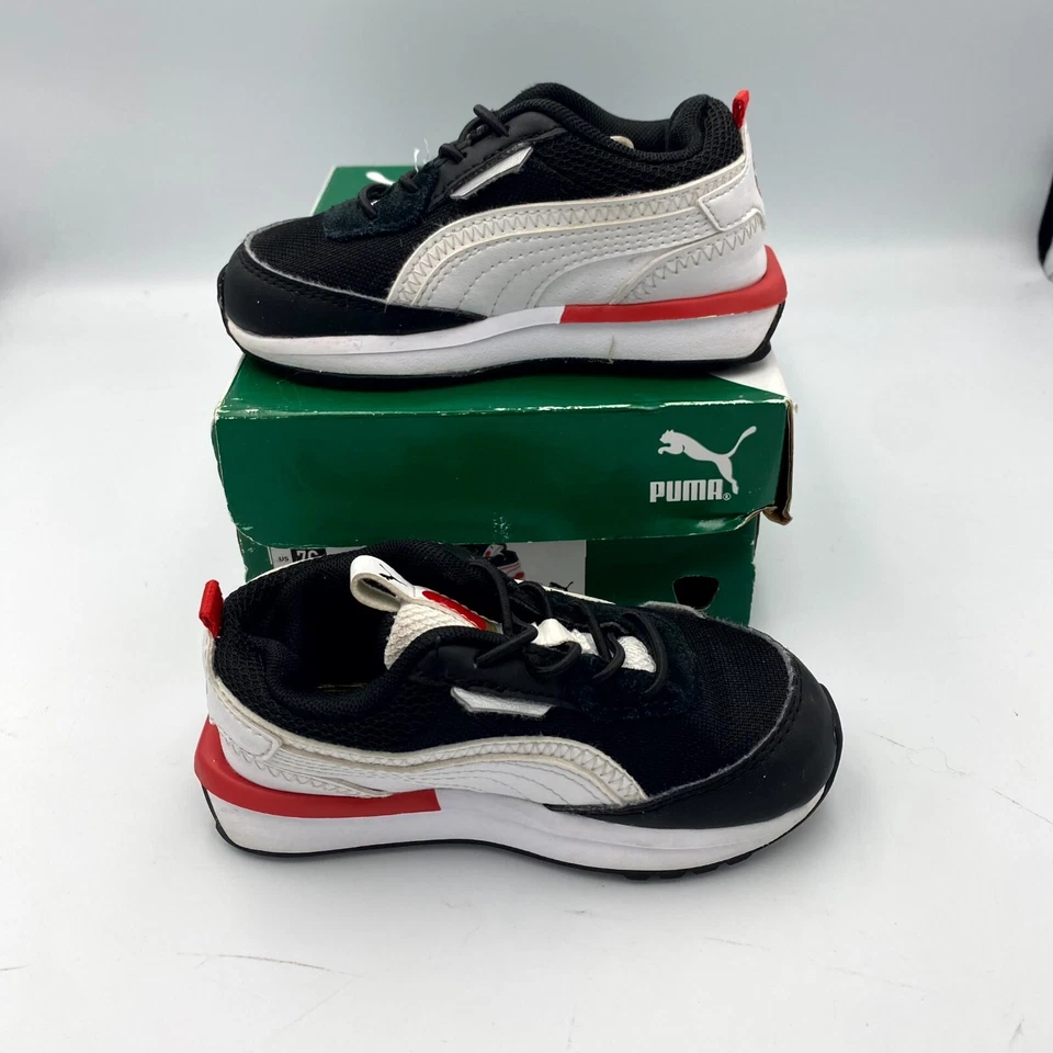 Puma City Rider AS AC Inf 382694-01 Niños EE. UU. 7C Tenis Negro Rojo Zapatos con Cordones Foto 1 de 4