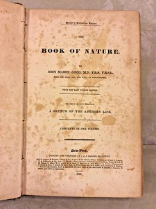 El Libro de la Naturaleza John Good 1831 1ª Edición EE. UU. Harper NY Completo en 1 Vol - Imagen 1 de 8
