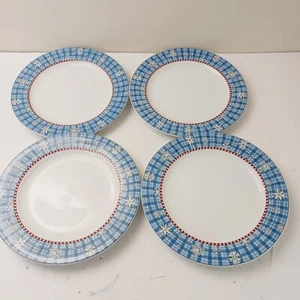 Sakura snowflake 4 dinner plates designer Debbie Mumm set of 4 - Picture 1 of 7