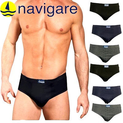 6 slip uomo NAVIGARE cotone bielastico mutande elastico interno blu nero 574 - Immagine 1 di 4