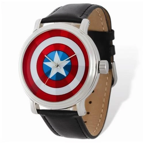 Reloj con correa de cuero negro Capitán América talla adulto Marvel Foto 1 de 1