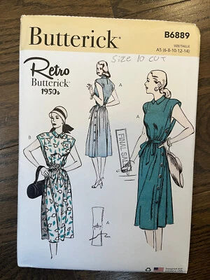 Butterick B6889 womens 1940s dress sewing pattern CUT size 10 - Image 1 of 2