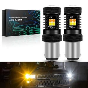 1157 BAY15D White Amber Dual Color Switchback LED Turn Signal Light Bulbs Canbus - Picture 1 of 12