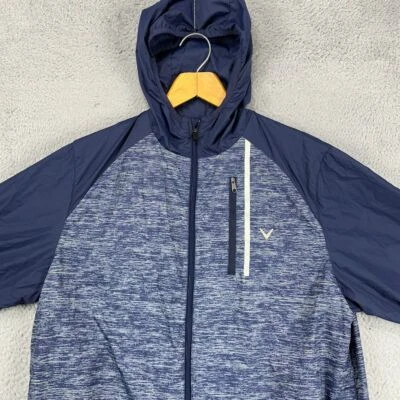 Chaqueta ligera Callaway para hombre mediana azul bloques de colores golf sudadera con capucha cremallera completa logotipo Foto 1 de 4