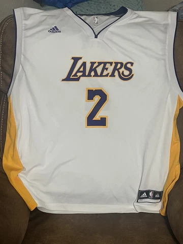 Lonzo Ball Los Angeles Lakers Adidas NBA Jersey 2 Size XXL White Yellow And Purp Cover