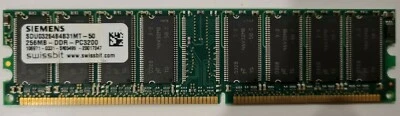 256MB SIEMENS Swissbit DDR1 RAM PC3200U 400MHz SDU03264B4B31MT-50 RAM - Image 1 of 2