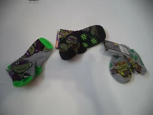Three Pair Teenage Mutant Ninja Turtle Safety Toe Socks Size 5-6.5 - Picture 1 of 4