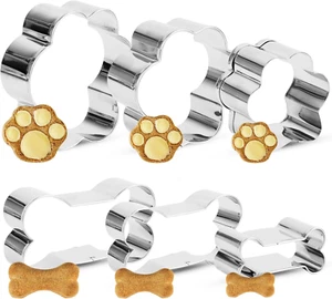 6 Stück Keksausstecher Hund,Ausstechformen Knochen Pfote Plätzchen Ausstecher Se - Bild 1 von 7