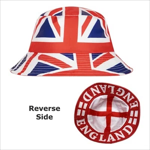 UNION JACK HAT REVERSIBLE 2 IN 1 BUCKET HAT FOR CORONATION CELEBRATION UNISEX - Picture 1 of 6