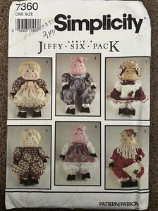 Simplicity Sewing Pattern 7360 Dolls Stuffed Pigs And Clothes Pattern Uncut FF - Picture 1 of 1