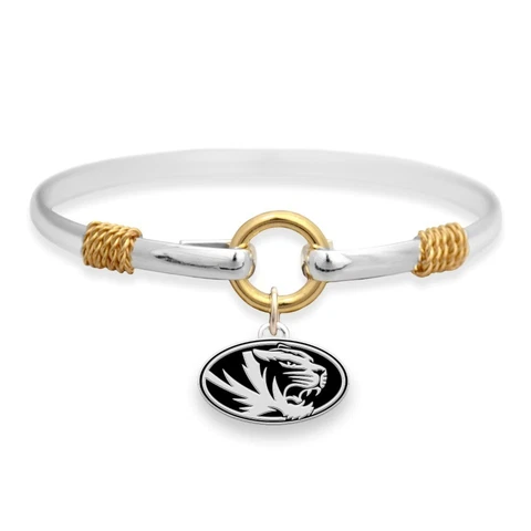 New Missouri Tigers Silver Tone Bangle Charm Bracelet, NCAA,Gift for Her Mom Cover