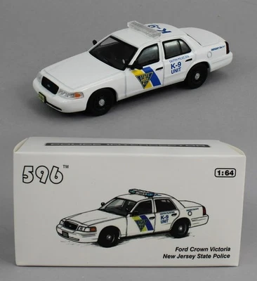 Coche de policía Ford Crown Victoria 1:64 *596 DIECAST* POLICÍA ESTATAL de Nueva Jersey *NUEVO EN CAJA* Foto 1 de 3
