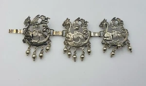 Brazalete de eslabones de dragón Griffin de plata esterlina firmado vintage Peruzzi Boston - Imagen 1 de 11