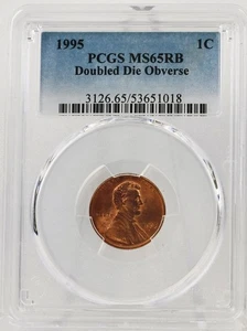 1995 1C Lincoln Memorial Cent Double Die Obverse PCGS MS65 RB - Picture 1 of 5