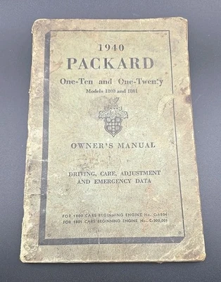 Packard One-Ten & One-Twenty 1940 original 1800 y 1801 manual del operador del propietario Foto 1 de 3
