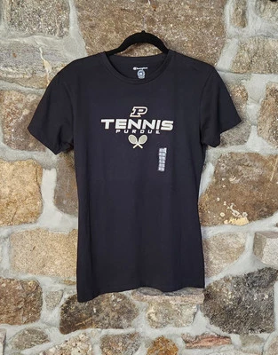 Champion Brand Purdue Boilermakers Tennis TShirt  Black Womens Sz Lg Brand New - Image 1 of 4