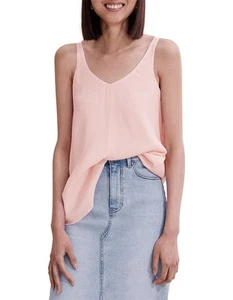 COUNTRY ROAD Silk Viscose Urban Cami Tank Top 4 Relaxed BNWT Elastic Back Pink - Picture 1 of 6
