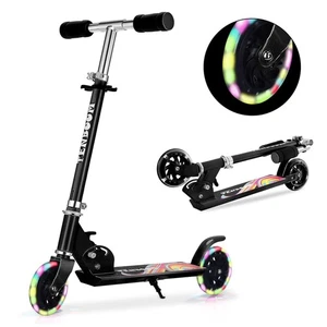 Kinderroller Alter 6-12, verstellbarer Lenker, beleuchtet, schwarz - Bild 1 von 5