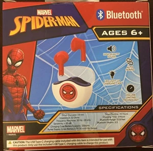 Marvel Spiderman Wireless Bluetooth Earbuds Kids Safe w/Mic & Charging Case - Picture 1 of 7