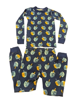 Hanna Andersson Blue Dreidel Hanukkah Holiday Pajamas Kids 130 US 8 - Image 1 of 4
