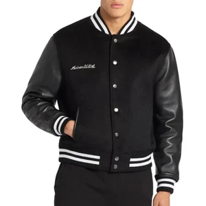 NEW Avirex USA Script Handmade Men's Wool Leather Varsity Bomber Jacket | Gift - Picture 1 of 15