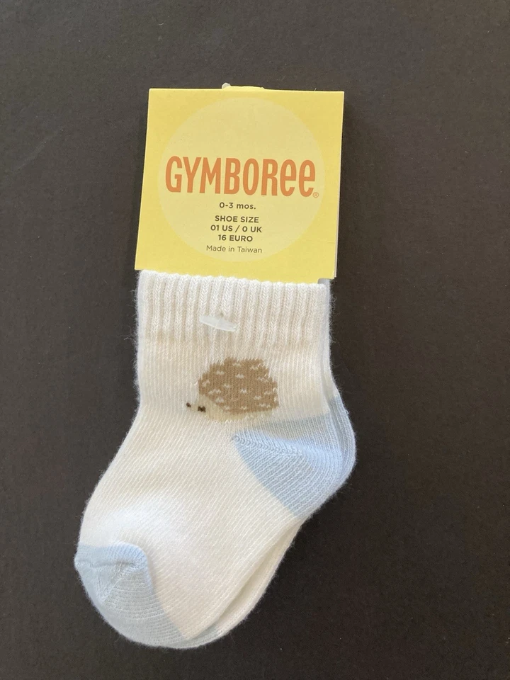 NUEVO CON ETIQUETAS Calcetines Gymboree Jardín Fiesta 0-3 Meses Azul Claro y Marfil Bebé Niño Erizo Foto 1 de 1