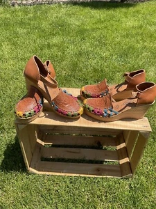 Mexikanische Damen GESCHLOSSENE ZEHENKEIL Huaraches Mexicanos Plataforma Größe 7, 8 und 9 - Bild 1 von 5