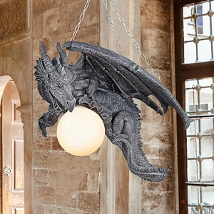 Nights Fury Dragon Gothic Hanging Light Fixture Greystone Outdoor Art Decoration - Picture 1 of 8