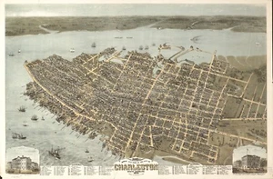A4 Reprint of American Cities Towns States Map Charleston South Carolina - Picture 1 of 1