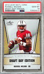 2012 Leaf Russell Wilson #7 (ROOKIE CARD) PSA 10 GEM MINT (RARE: Population 82) - Picture 1 of 2