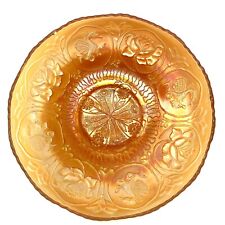 Fenton Bowl Dragon And Lotus Blossom Marigold Carnival Glass Collar Base 8 Inch