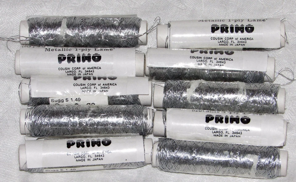 Lot of 10 New Spools Primo Silver Metallic Lame' Thread 30 yd Each - Image 1 of 1