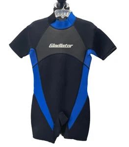 Gladiator Brand Wetsuit Youth Size 14 Shorty Black & Blue Surf Swim Ski Scuba - Picture 1 of 8