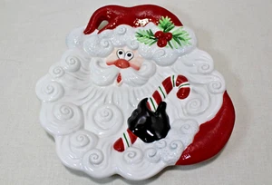 Fitz and Floyd Santa Holding Candy Cane Plate  Platter Tray Christmas Holiday - Picture 1 of 7