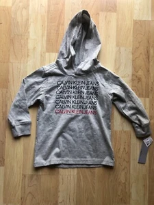 Calvin Klein Jeans Brand Gray L/S Hooded T Shirt Sz 2T Cotton/Poly Blend NWT - Picture 1 of 10