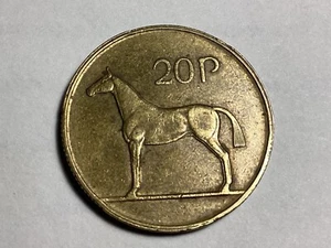 1986 Ireland 20 Pence Coin Horse Harp Free Shipping - Picture 1 of 4