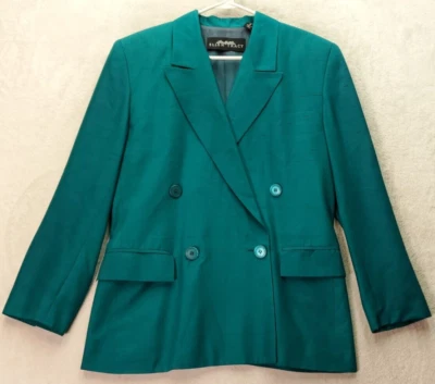 Blazer para mujer Ellen Tracy Linda Allard talla 6 verde azulado doble pecho cuatro botones Foto 1 de 4