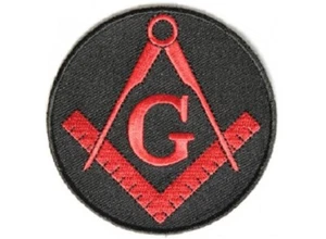 MASON SYMBOL RED MASONIC EMBROIDERED PATCH - Picture 1 of 1