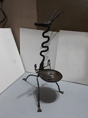 MOST INTERESTING ANTIQUE WROUGHT IRON ASIAN DRAGON INCENSE BURNER - Image 1 of 4