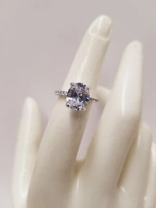 Alder Paris Oval Cut Simulated Diamond Half-Paved Sterling Silver Ring Size 6 - Picture 1 of 6