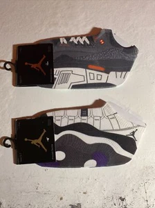 NEW 2011 Retro Jordan 2 pair lot kids shoe sock size 5-7 Concord 11 and cement 3 - Picture 1 of 2